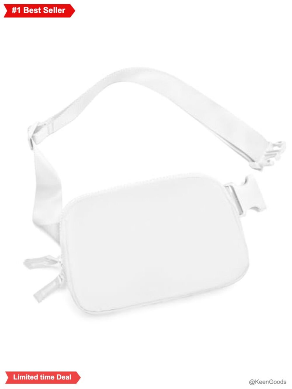 Nylon two-way zipper belt bag, adjustable strap, lightweight